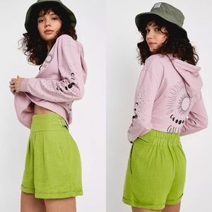 Urban Outfitters Lovely Linen Pleated High-Rise Wrap Shorts